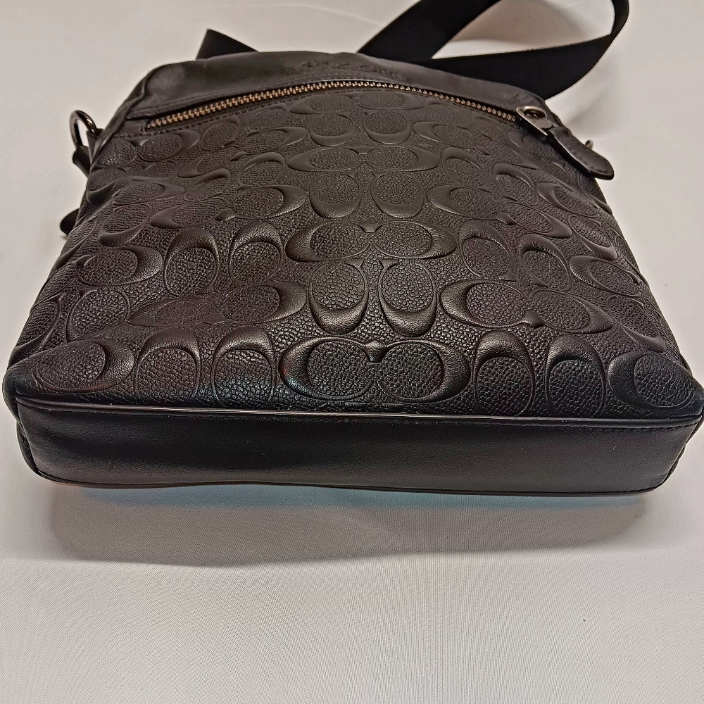Coach F73338 Houston Flight Bag Black Embossed Signature Leather GUC - Picture 9 of 16